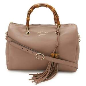 GUCCI Bamboo Handbag/Shoulder Bag in Dusty Pink Leather (353124)